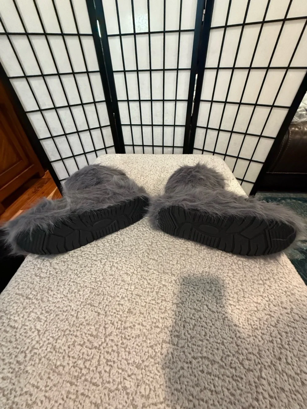NWT Gray Faux Fur Low-Calf Boots‎ | Cozy Winter Statement | EU 43 / US  W 12